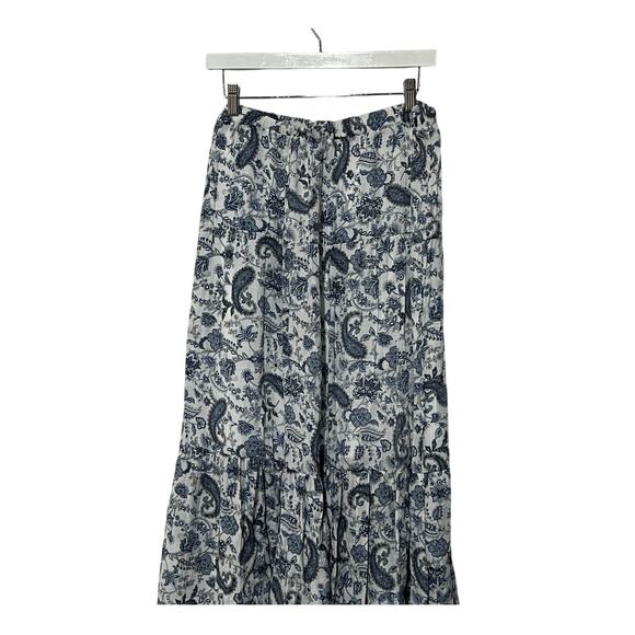 SINGLE THREAD WOMENS XLARGE TIERED FLORAL PRINTED GAUZE MAXI SKIRT BLUE WHITE - Picture 9 of 14